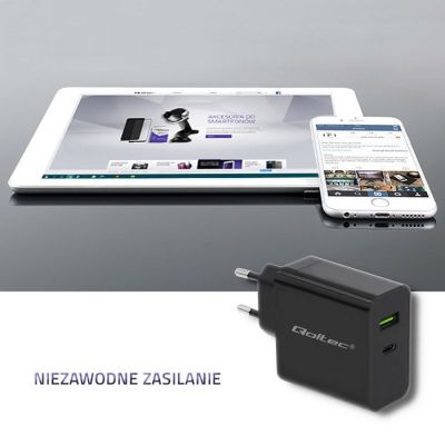 3. QOLTEC Wandladegerät 42 W | 5–20 V | 2,25–3 A | USB Typ C PD | USB | Schwarz