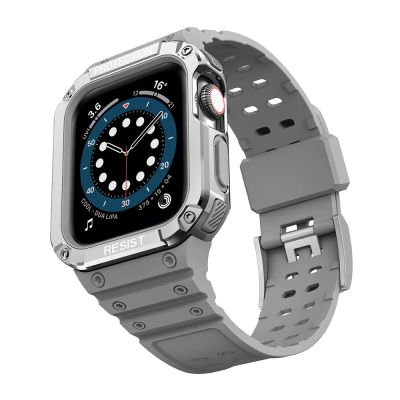 2. Protect Strap Band für Apple Watch 38/40/41mm Panzergehäuse Armband - Grau, Silber