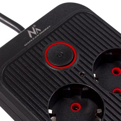 6. MACLEAN Steckdosenleiste, Verlängerungskabel mit 6 Steckdosen + 4 USB-Anschlüssen, 110–240 V Wechselstrom, 50/60 Hz, max. 2,1 A, 2500 W, 1,5 m, Schwarz, MCE389 B