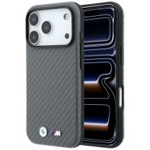 BMW M Carbon Metal Logo MagSafe Hülle für iPhone 17 Pro Max / 18 Pro Max – Grau