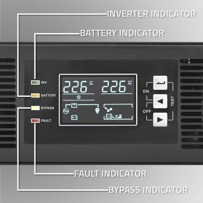 4. USV für Rack, 2,4 kVA, 2400 W, Leistungsfaktor 1,0, LCD-Display, Notstromversorgung, USB, Online-Anschluss