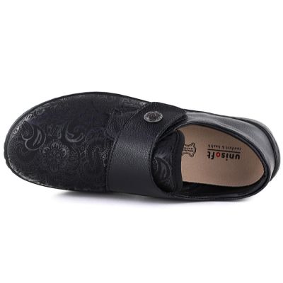 4. Lederschuhe mit Klettverschluss, elastisch, schwarz, Unisoft 8435