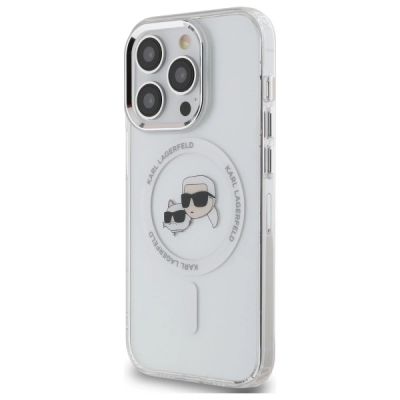 2. Karl Lagerfeld IML Metal Karl & Choupette Head MagSafe Hülle für iPhone 14 Pro Max – weiß