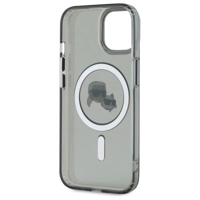 7. Karl Lagerfeld KLHMP15SHLSKCK iPhone 15 6,1" schwarz/schwarzes Hardcase IML Metal Karl&Choupette Head MagSafe