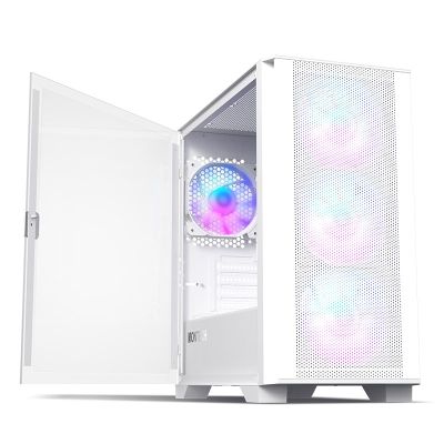 Montech AIR 100 ARGB, Micro-ATX, gehärtetes Glas – Weiß