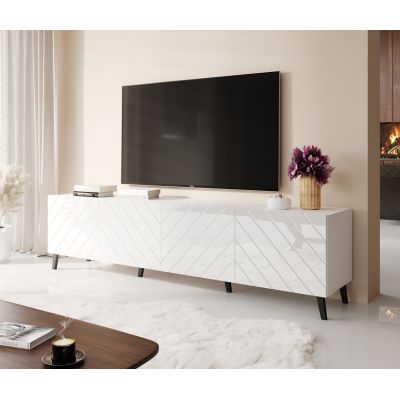 3. ABETO TV-Schrank 200x42x52 weiß/weiß glänzend