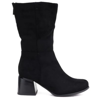6. Schwarze Damen-Stiefeletten mit kurzem Absatz aus Wildleder, Modell Jezzi ASA269-7