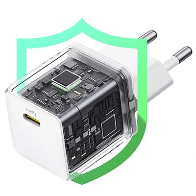 14. Baseus Palm 1C 20W Wandladegerät (mit Baseus Mini White USB-C 60W (20V/3A) 1m Kabel) - Weiß