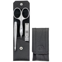 Zwilling Twinox Reiseset – Schwarzes Lederetui, 3-teilig – Schwarz