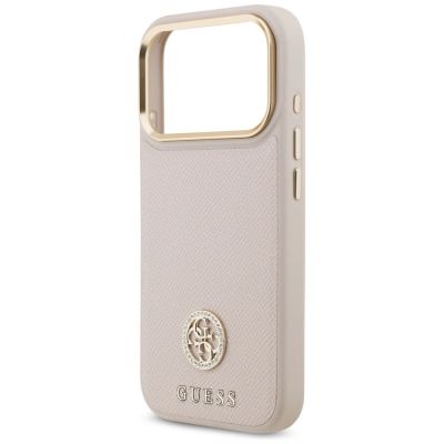 6. Guess Grained Strass Logo MagSafe Hülle für iPhone 17 Pro - Pink