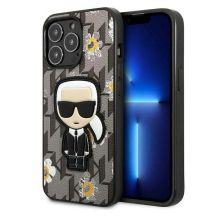 Karl Lagerfeld Flower Ikonik Karl Hülle für iPhone 13 Pro / iPhone 13 – grau