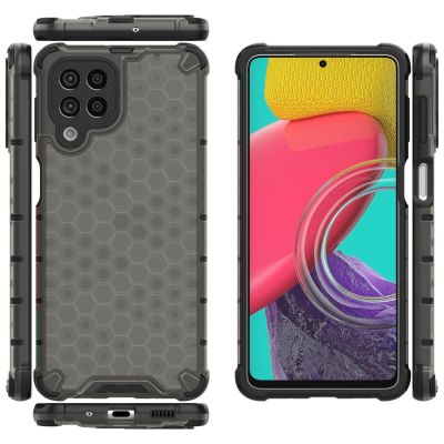 20. Gepanzerte Wabenhülle mit Gelrahmen für Samsung Galaxy M53 5G schwarz