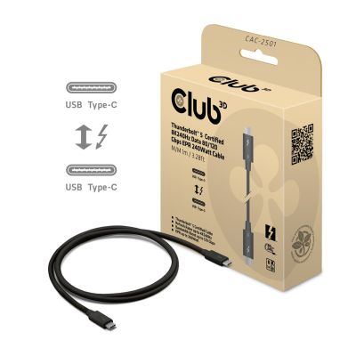 2. CLUB3D CAC-2501 Thunderbolt-Kabel 1 m 120 Gbit/s Schwarz