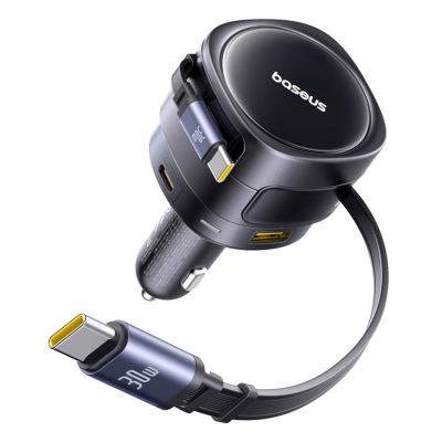 3. Baseus Enjoyment Max 90W Autoladegerät 2 x USB-C + USB-A + USB-C Kabel - Schwarz