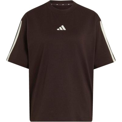 2. adidas Essentials Damen-T-Shirt mit 3 Streifen im Boyfriend-Stil, Dunkelbraun, KX0794