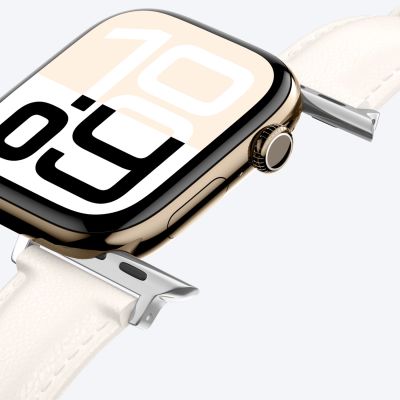 7. AmazingThing Class Band Lederarmband für Apple Watch 45 / 46 / 49 mm - Hellbeige