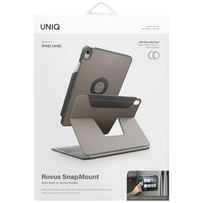 10. Uniq Rovus Snapmount magnetische, um 360 Grad drehbare, abnehmbare Hülle für iPad 11" 2025 / iPad 10,9" 2022 (10. Generation) – Grau