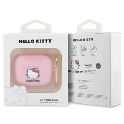 3. Hello Kitty Silikon 3D Kitty Head Hülle für AirPods 3 – Rosa