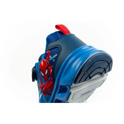 7. Leomil Kinder-Sportschuhe Spiderman-Sneaker, leicht, mit Klettverschluss, blaue LED-Beleuchtung