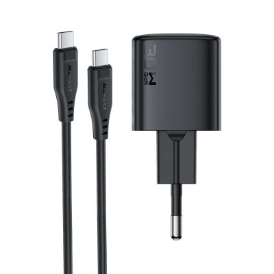 4. Acefast A118 30W GaN USB-C Wandladegerät mit USB-C-Kabel (1,2 m) – Schwarz