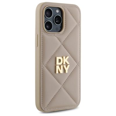 4. DKNY Quilted Stack Logo iPhone 14 Pro Max Hülle – Beige