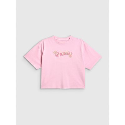 5. Mädchen-T-Shirt mit kastenförmigem Schnitt und Aufdruck 4F 4FJRAW26TTSHF4324-056S