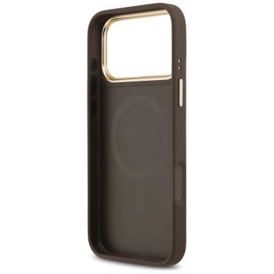 7. Guess Peony Hot Stamp MagSafe Case für iPhone 17 Pro Max - Braun