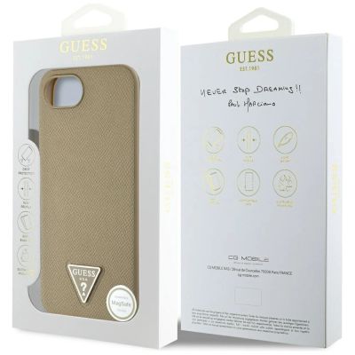 8. Guess Grained Triangle MagSafe iPhone 16e Hülle - Braun