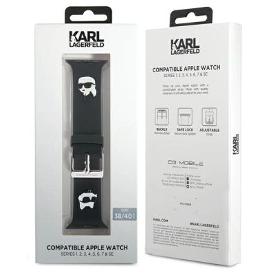 4. Karl Lagerfeld 3D Rubber Karl&Choupette Heads Armband für Apple Watch 38/40/41 mm – Schwarz