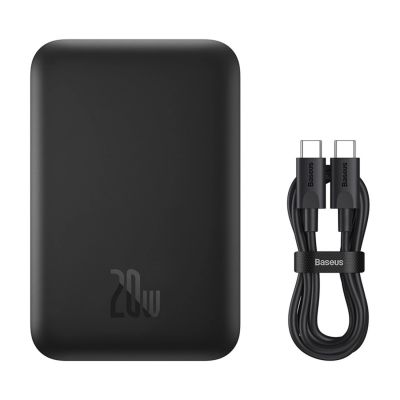 12. Baseus Magnetic Mini Air 6000mAh 20W Powerbank mit induktiver Ladefunktion und Baseus Simple USB-C-Kabel (20V/3A) 30cm – Schwarz