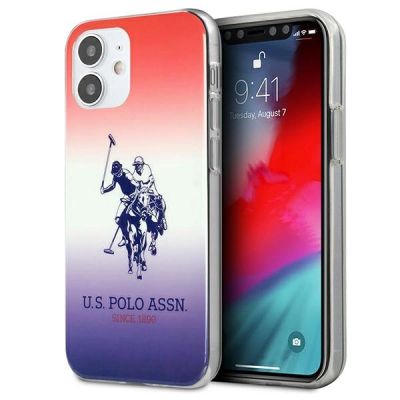 US Polo Assn. Gradient Pattern Collection iPhone 12 mini Hülle - Rot und Blau
