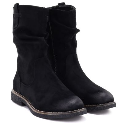 4. Gefütterte Damen-Ankle-Boots mit Rüschenoberteil, schwarz, M.Daszyńskie SA296-5