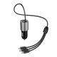 6. Dudao 3in1 USB Autoladegerät 3,4 A eingebautes Kabel Lightning / USB Typ C / Micro USB schwarz (R5ProN schwarz)