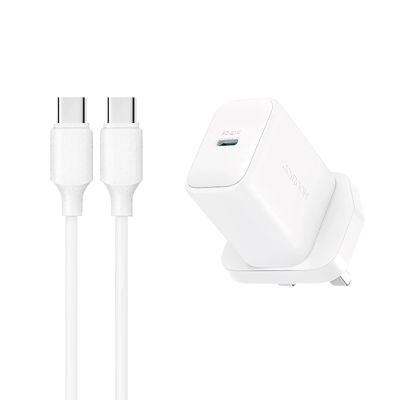 Joyroom JR-TCF20 PD 20W Wandladegerät (UK-Stecker) mit 1 m USB-C-Kabel – Weiß