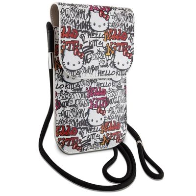 3. Hello Kitty Leather Tags Graffiti Cord-Tasche – Beige