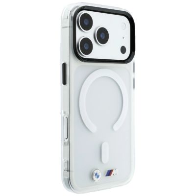 4. BMW M IML MagSafe Hülle mit mattiertem Metalllogo und Zierleisten für iPhone 18 Pro Max / 17 Pro Max – Transparent
