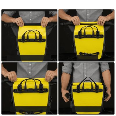 4. Rockbros AS-003-1Y wasserdichte Fahrradtasche mit Schultergurt, Vorder-/Hinterradbefestigung, 10–14 l – gelb