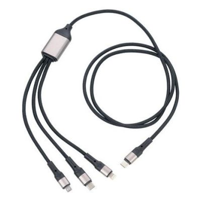 TROIKA DREIZACK PRO USB-Kabel 1,2 m USB-C/Micro-USB-A/Lightning 100 W Schwarz, Grau