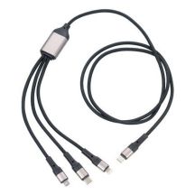 TROIKA DREIZACK PRO USB-Kabel 1,2 m USB-C/Micro-USB-A/Lightning 100 W Schwarz, Grau