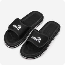 Kubota Herren-Strandsandalen mit Klettverschluss für Schwimmbäder, schwarz