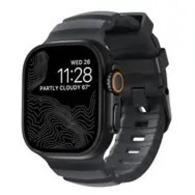 9. Nomad Rocky Point Armband, schwarzes Leder, Titan
