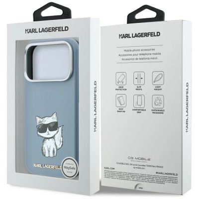 8. Karl Lagerfeld Smooth Choupette Sketch MagSafe Hülle für iPhone 18 Pro Max / 17 Pro Max – Hellblau