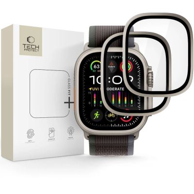 6. Tech-Protect 2er-Pack Schutzglas für Apple Watch Ultra 49 mm – Silber und Schwarz