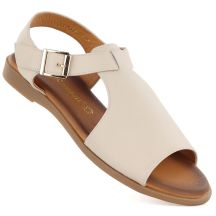 Beige Damen-Ledersandalen Campbell 19391