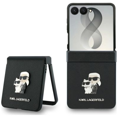 Karl Lagerfeld Karl&Choupette Saffiano Pins Hülle für Samsung Galaxy Z Flip 8 - Schwarz