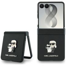 Karl Lagerfeld Karl&Choupette Saffiano Pins Hülle für Samsung Galaxy Z Flip 8 - Schwarz
