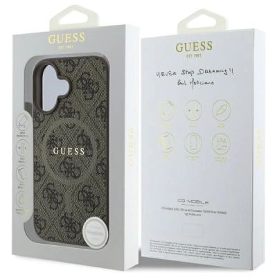 8. Guess 4G Ring Classic Logo MagSafe-Hülle für iPhone 16 – braun