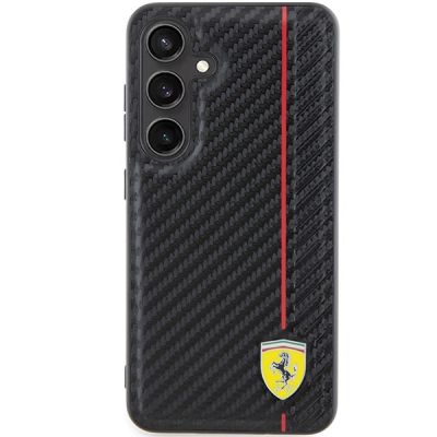 3. Ferrari Carbon Printed Line Hülle für Samsung Galaxy S24+ - Schwarz