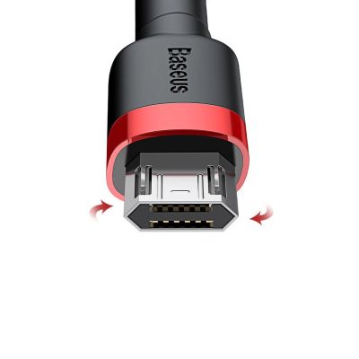 11. Baseus Cafule Cable strapazierfähiges Nylonkabel USB / Micro USB 2A 3M schwarz-rot (CAMKLF-H91)
