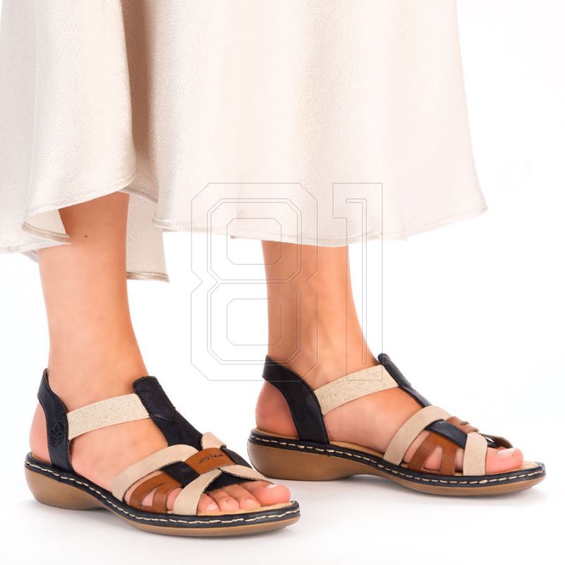 4. Bequeme Rieker W RKR662 mehrfarbige Sandalen